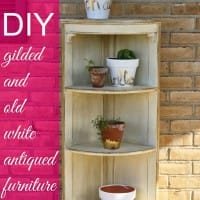 Gilded and Antiqued Old White Corner Shelf