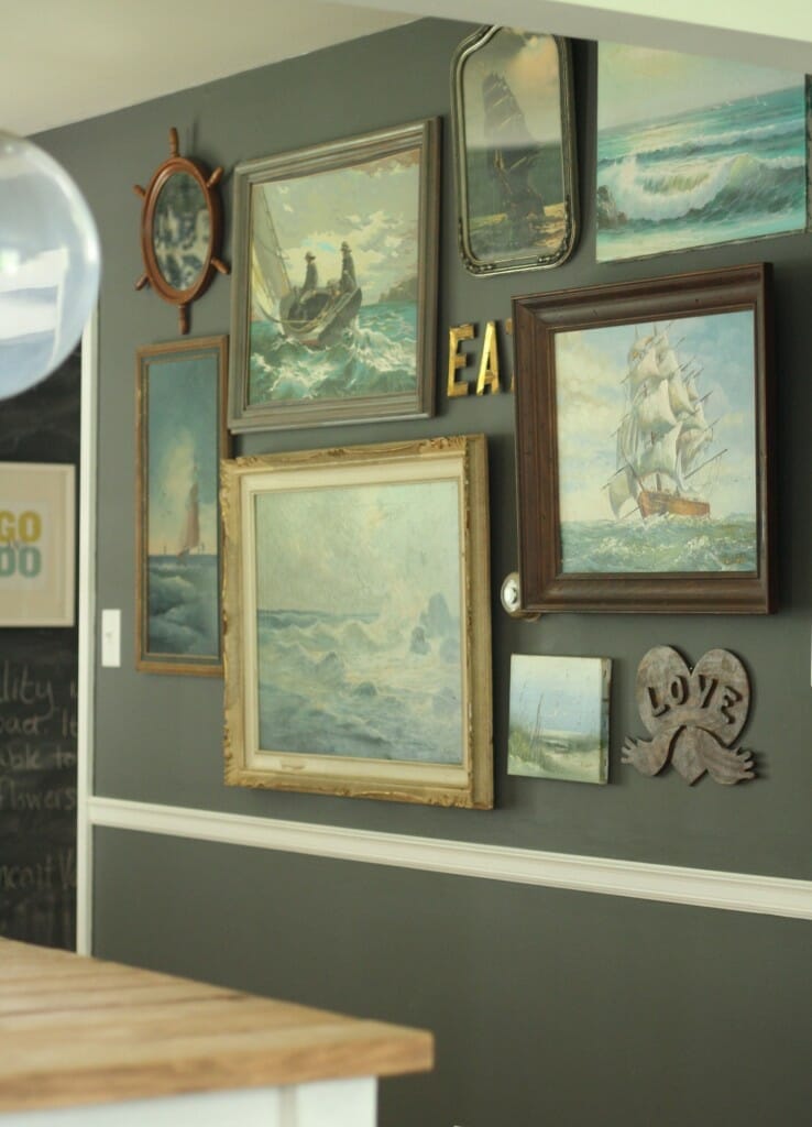 dining room nautical seascape vintage moody gallery wall
