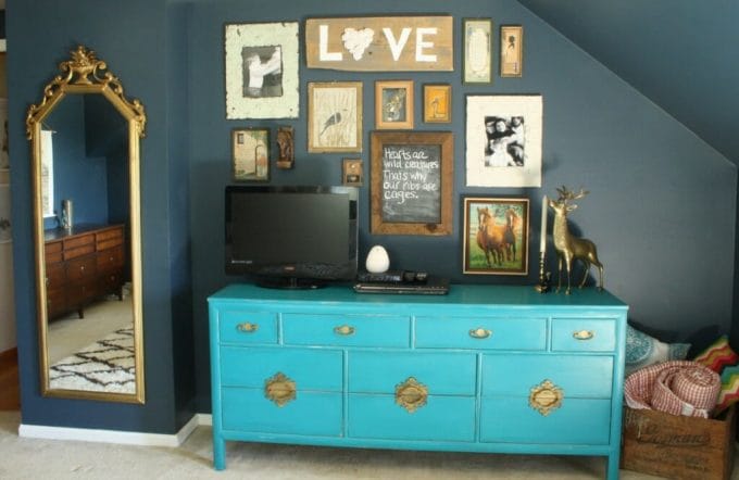 slh lock gallery wall navy, gold, teal