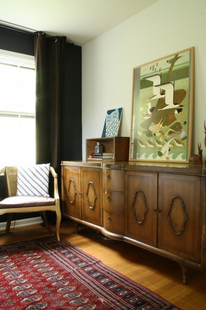 moody bohemian bedroom with awesome midcentury dresser