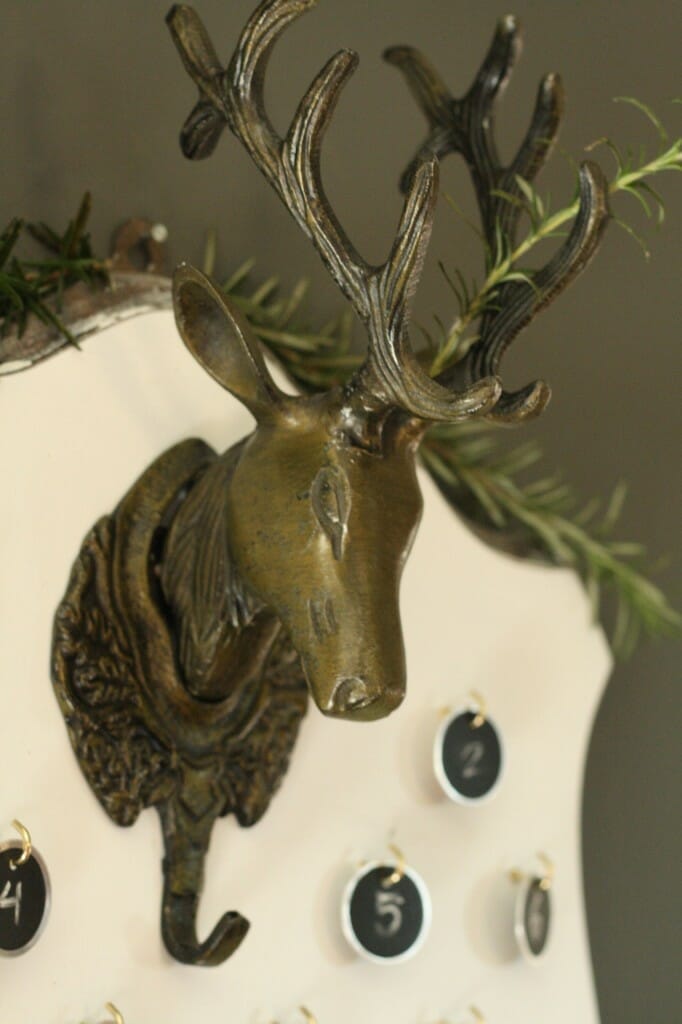 DIY deer mount advent calendar with brass deer