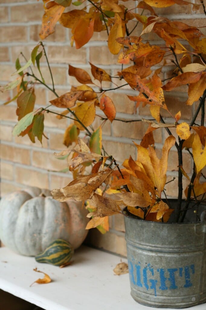 using fall branches as porch decor