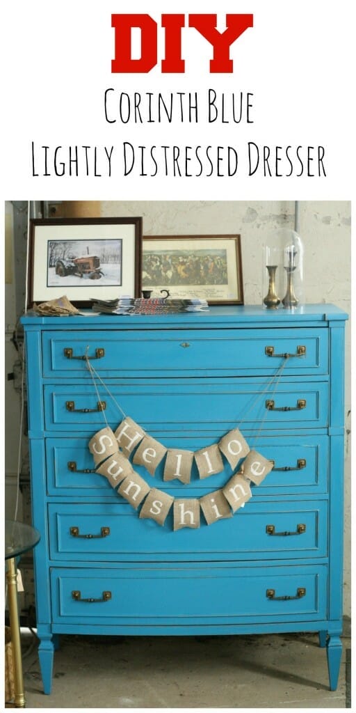 DIY corinth blue lightly distressed vintage dresser