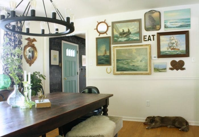 Vintage Nautical Gallery Wall; Eclectic Dining Room