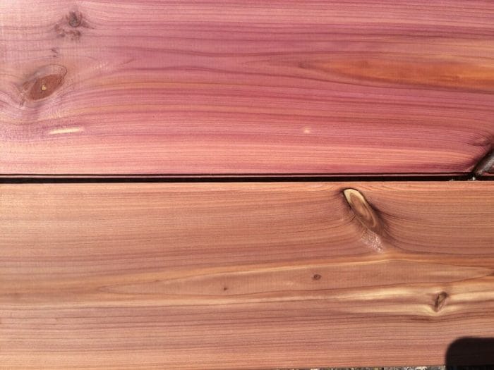Cedar plank faded in sun vs unfaded