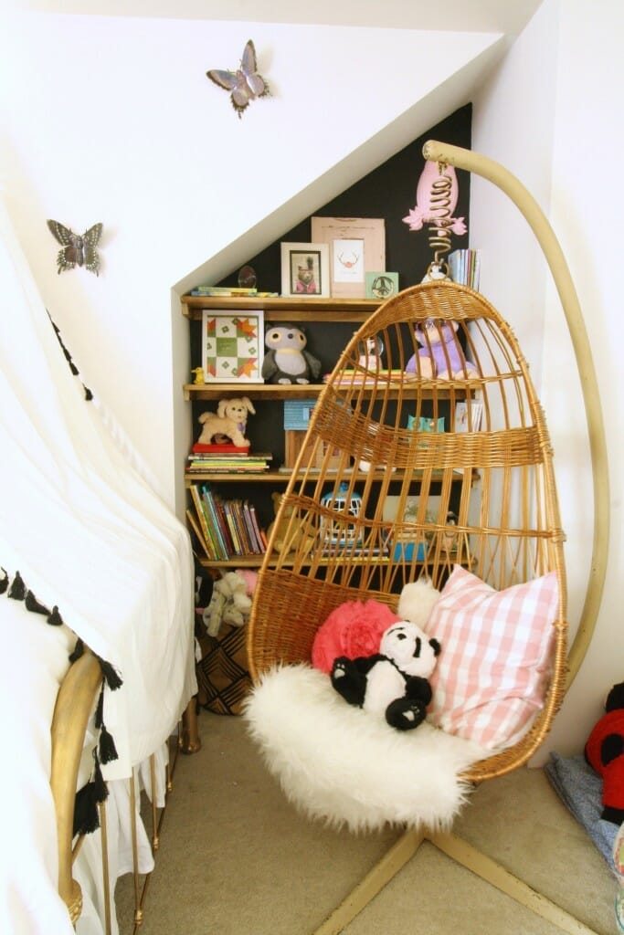 Hanging Chair and DIY Built in Shelves