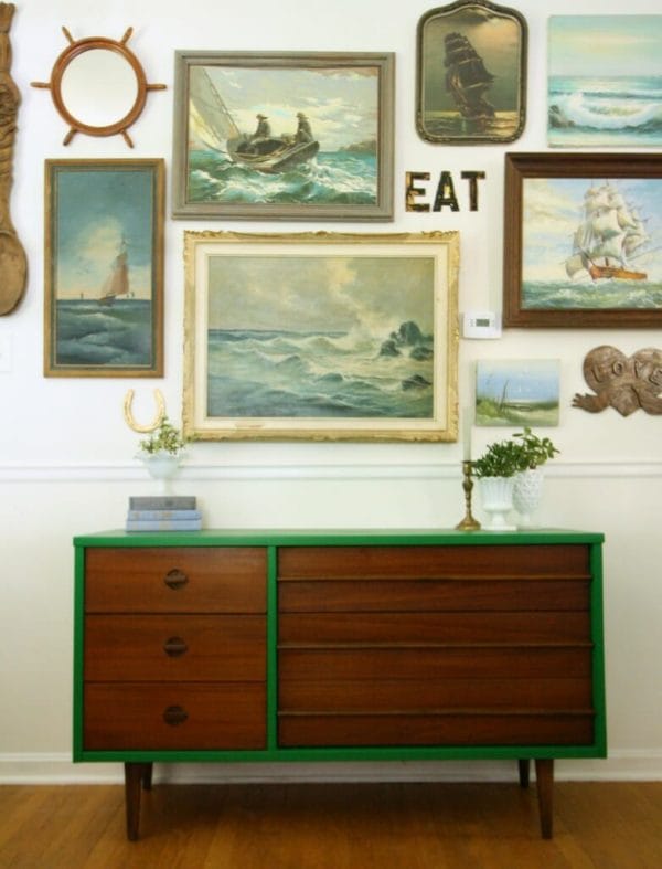 DIY Emerald & Wood Midcentury Dresser