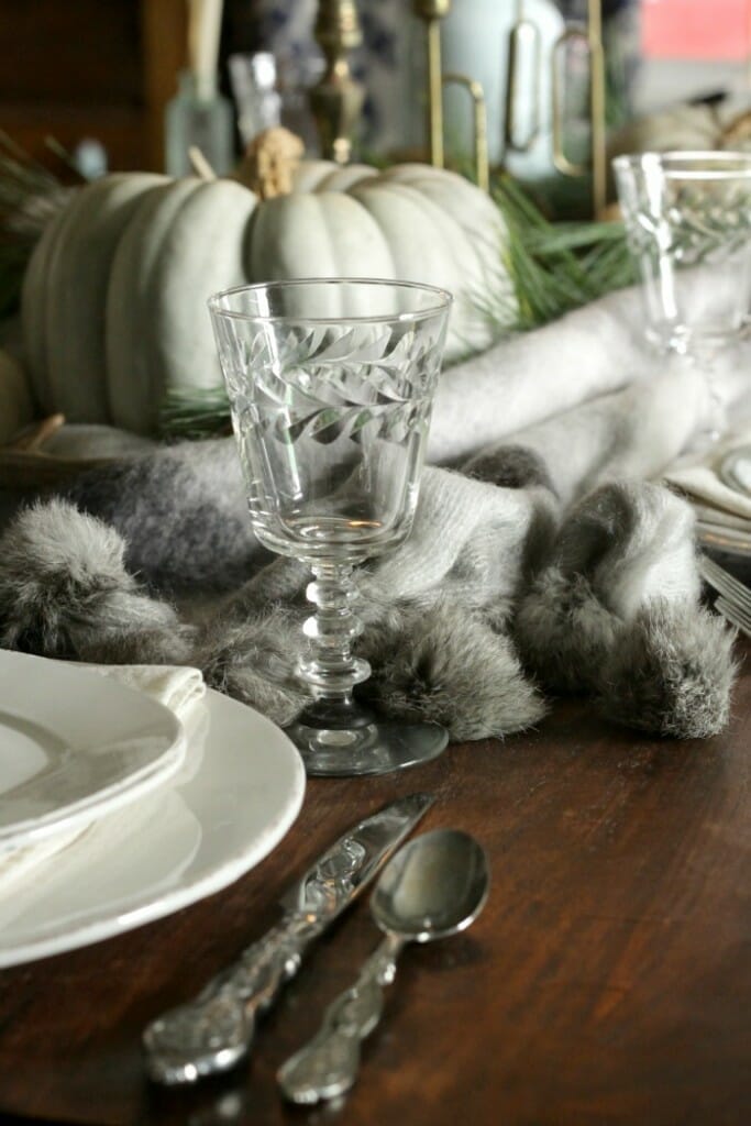Water Goblets on Thanksgiving Table