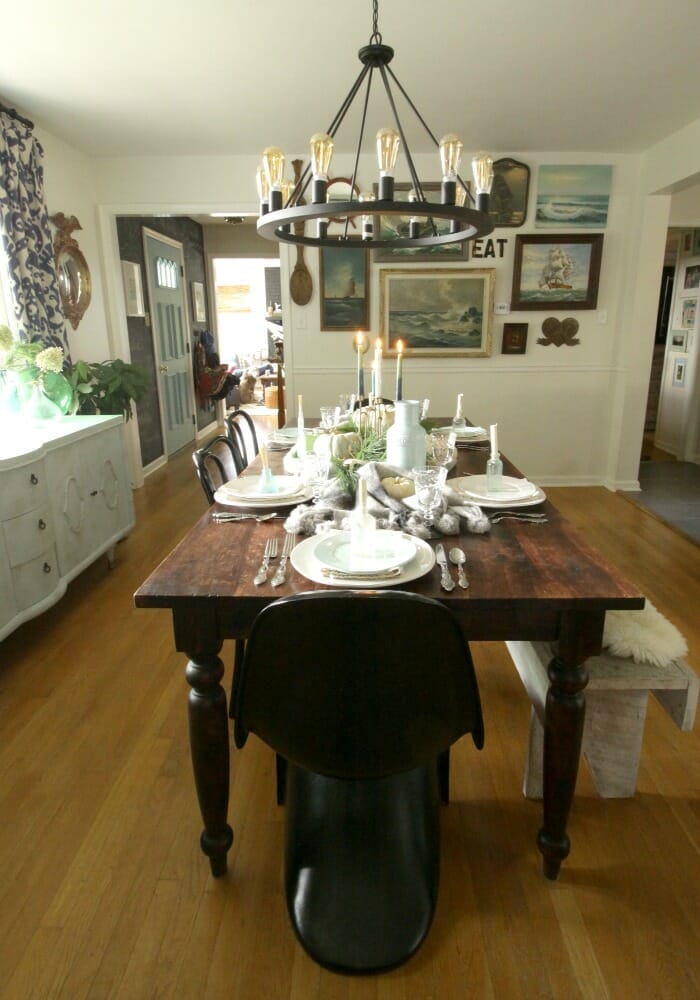 Thanksgiving Table in Blues & Greens with Seascapes