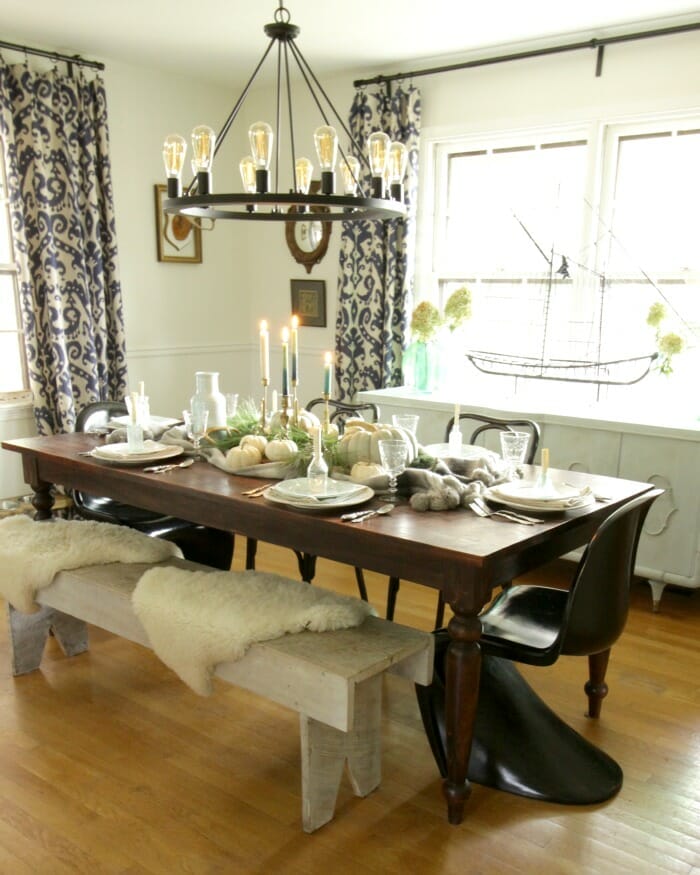 Dining Room in Blues & Greens for Thanksgiving