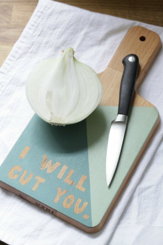 I Will Cut You Color Blocked and Relief Painted Cutting Board