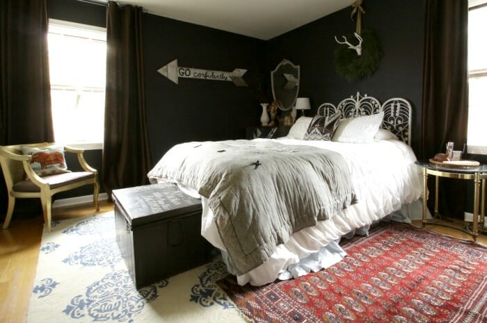 Eclectic Bohemian Black BedRoom at Christmas