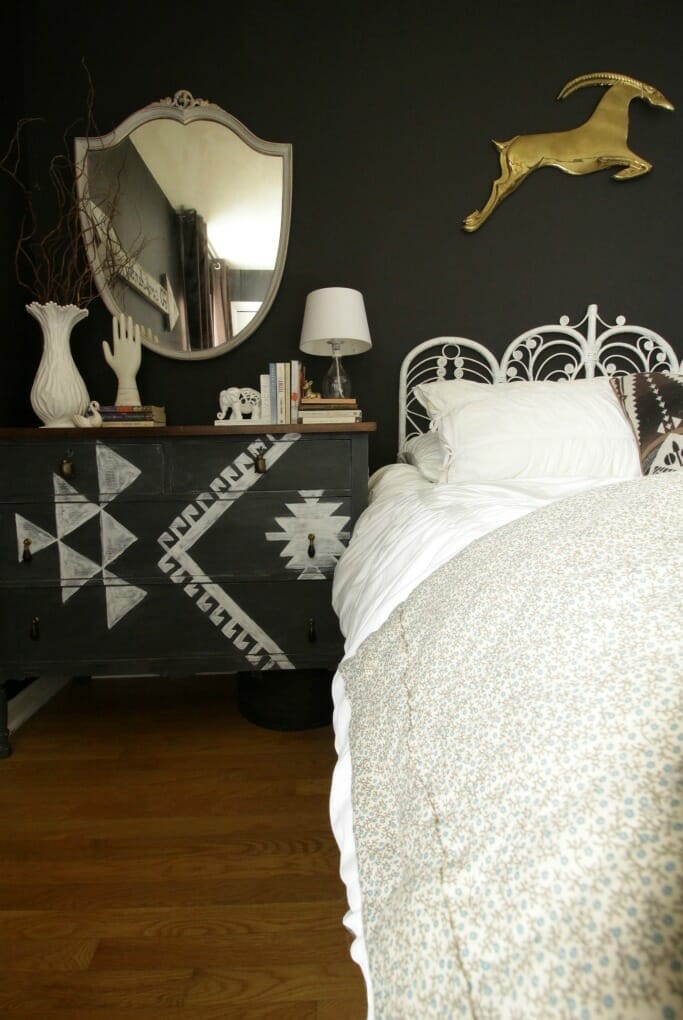 Guest Room- Black and white with Brass Gazelle