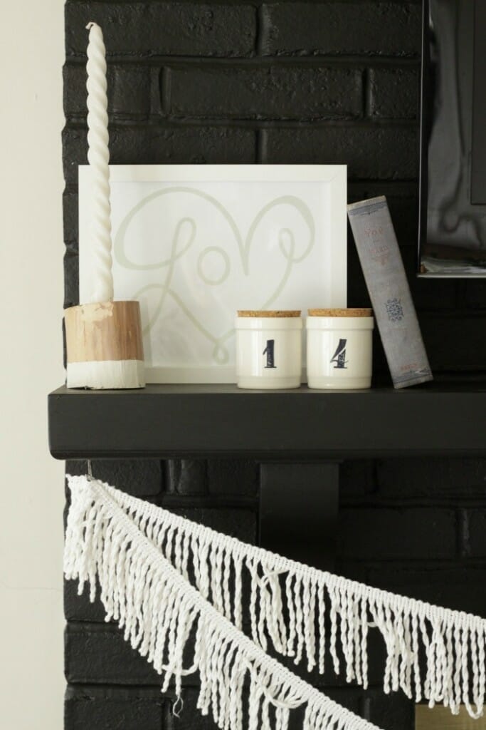 Simple Black and White Valentine's Mantle