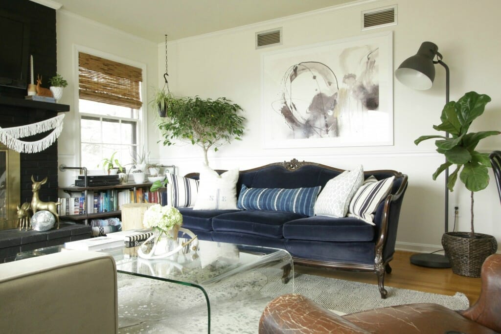 Modern Boho Living Room with Eclectic style- awesome art from Minted