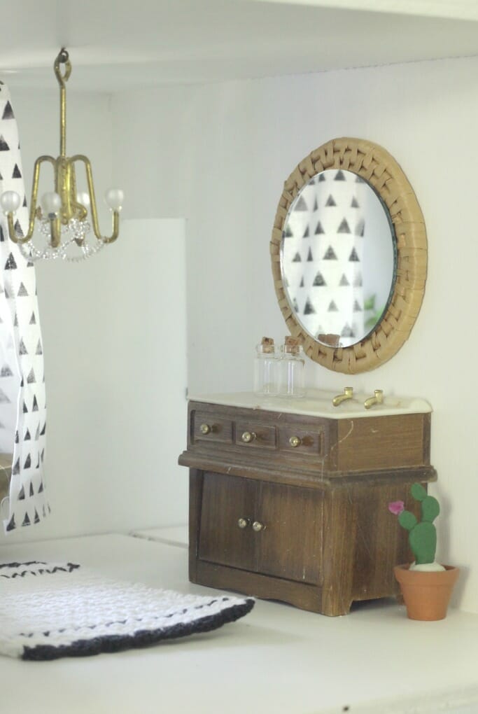 Dollhouse Bathroom Vanity with DIY Mirror