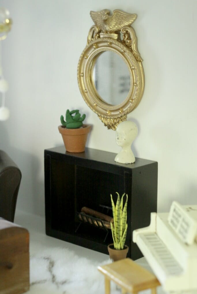 Dollhouse Fireplace and Mantle from box, Federal Mirror