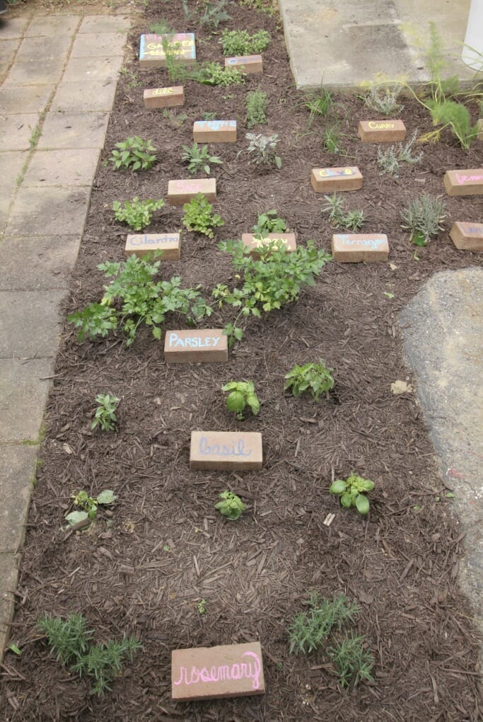 Upcycled Brick Herb Garden Markers