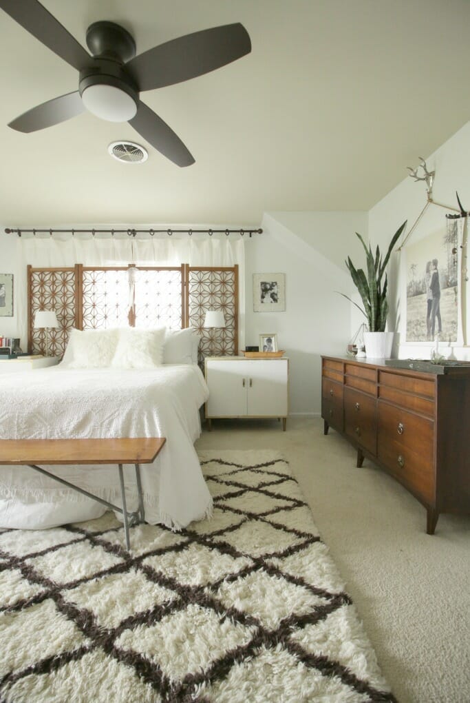Lamps Plus Ceiling Fan in Modern Boho Master Bedroom