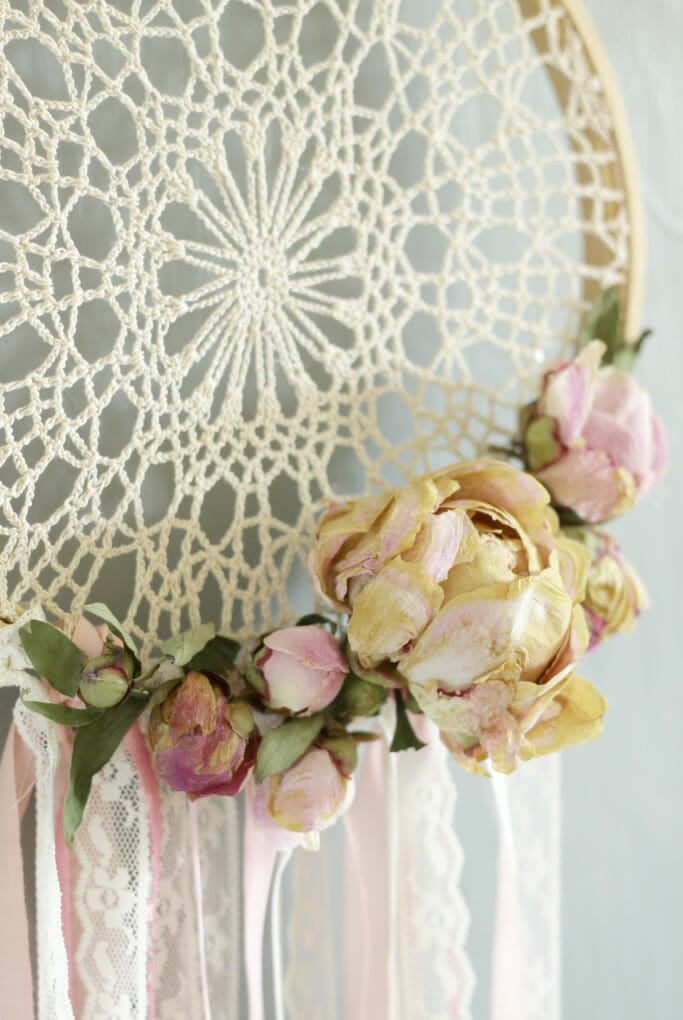Dried Peony Dreamcatcher in Pink