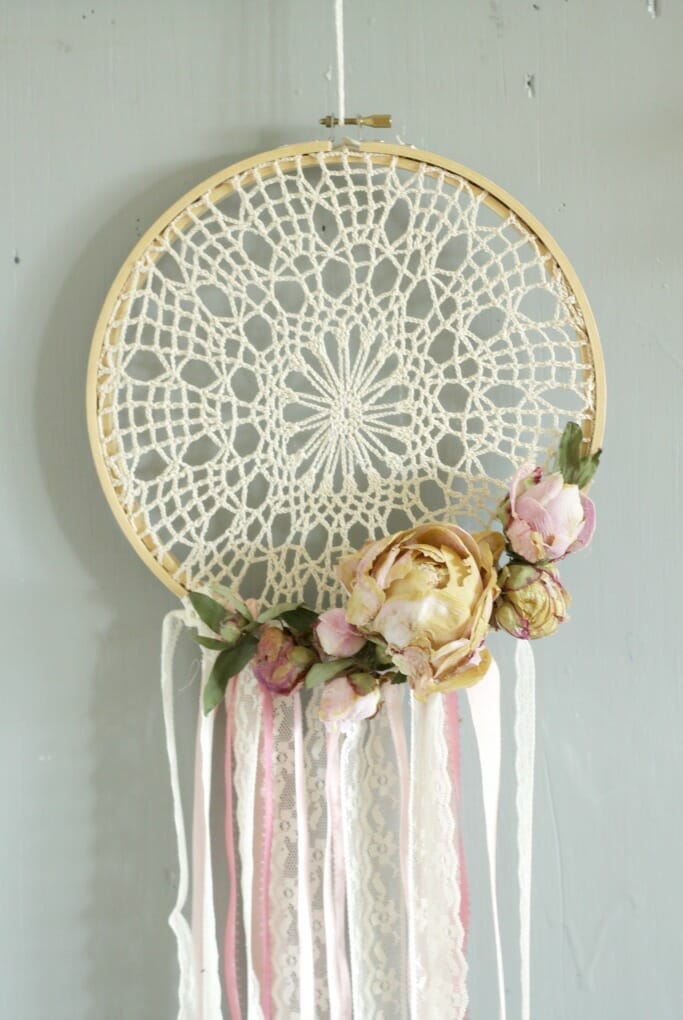 Dried Peony Dreamcatcher in Pink