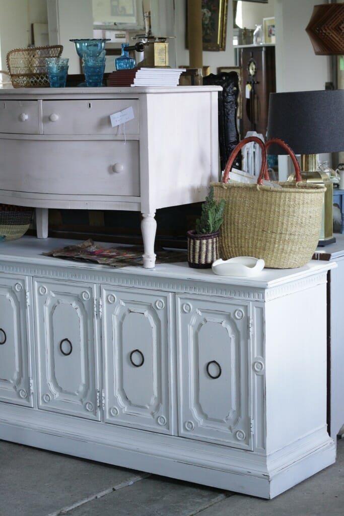 White Sideboard and pale pink dresser at Sweet Clover