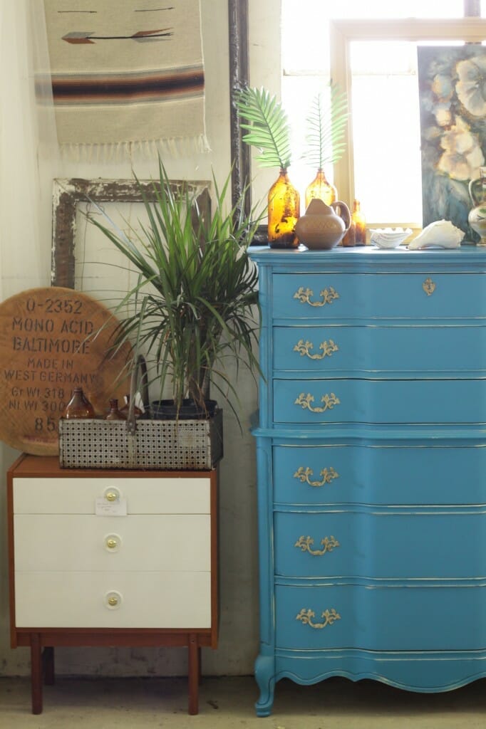 Turquoise Dresser & MCM piece at Sweet Clover