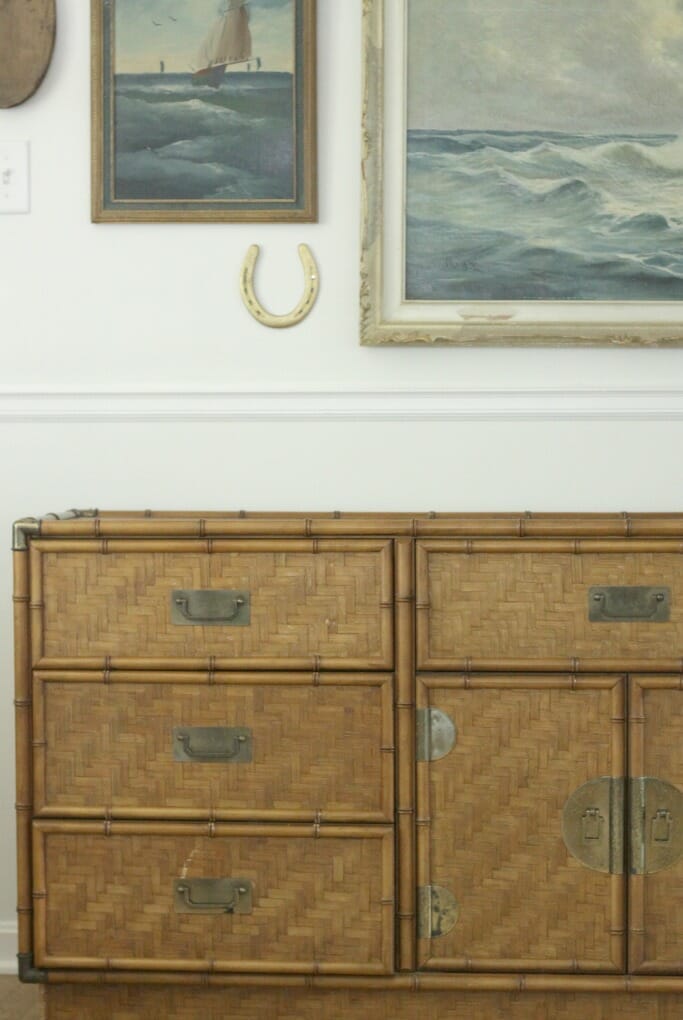 Bamboo Dresser with Nautical Seascape Wall