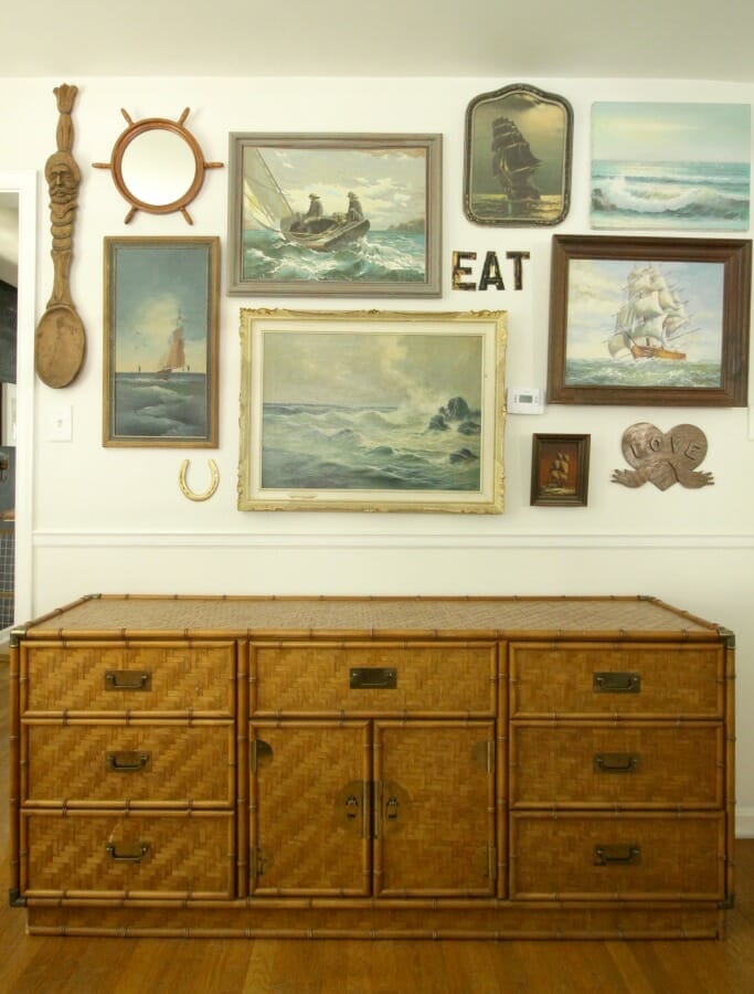 Bamboo Dresser with Nautical Seascape