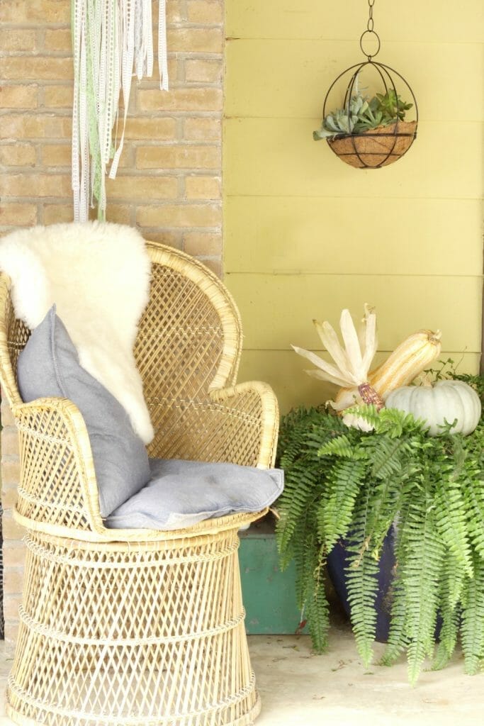 Wicker Chair on Fall Porch