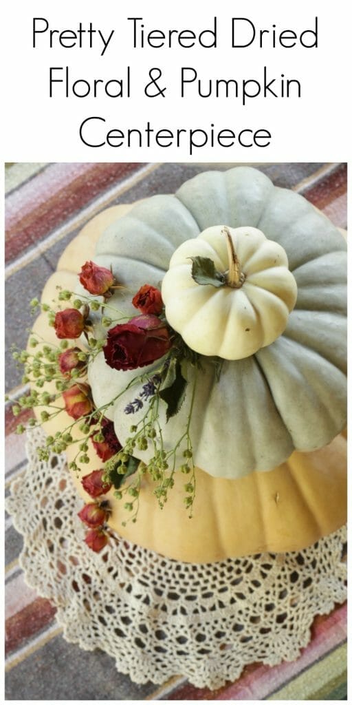 Pretty Tiered Dried Floral Pumpkin Centerpiece- Perfect for a Fall Wedding!