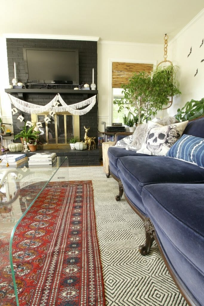 Blue Vintage Sofa in Eclectic Bohemian Living ROom