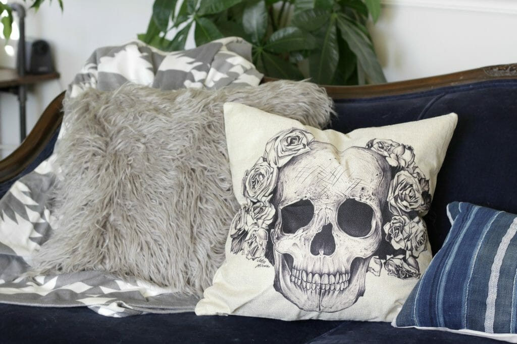 Fur Pillow and Skull Pillow