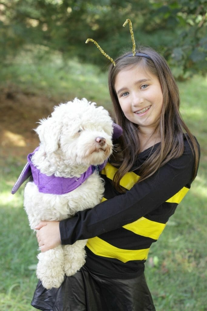 Emmy and Snowball as Bee & Butterfly