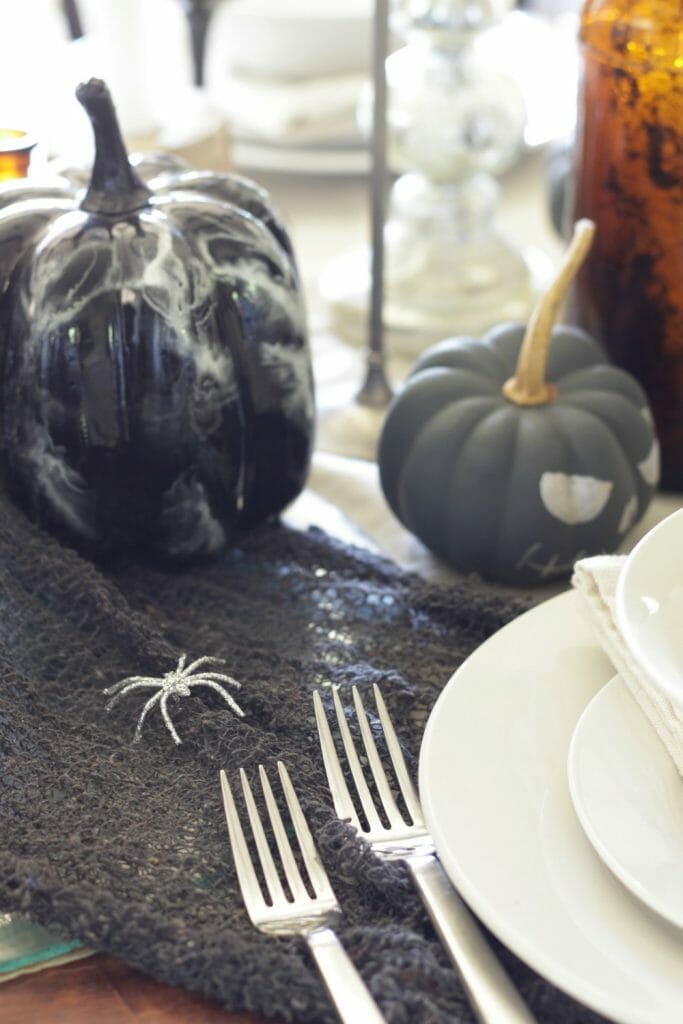 Spiders on Halloween Table