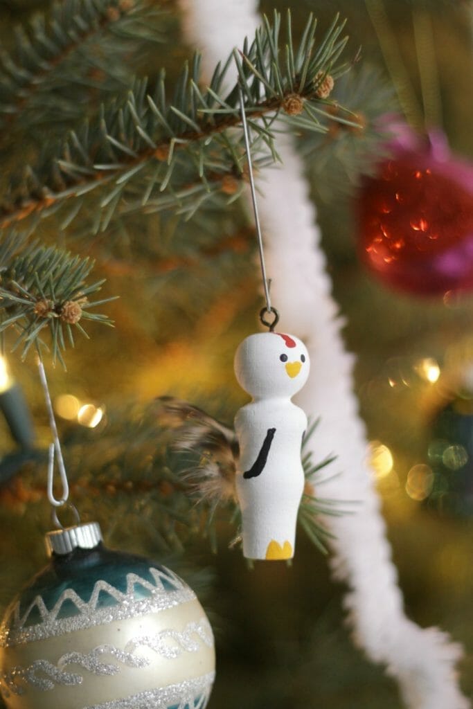 Hen ornament on tree