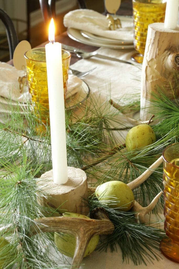 Pears, Antlers, Pine Holiday Centerpiece