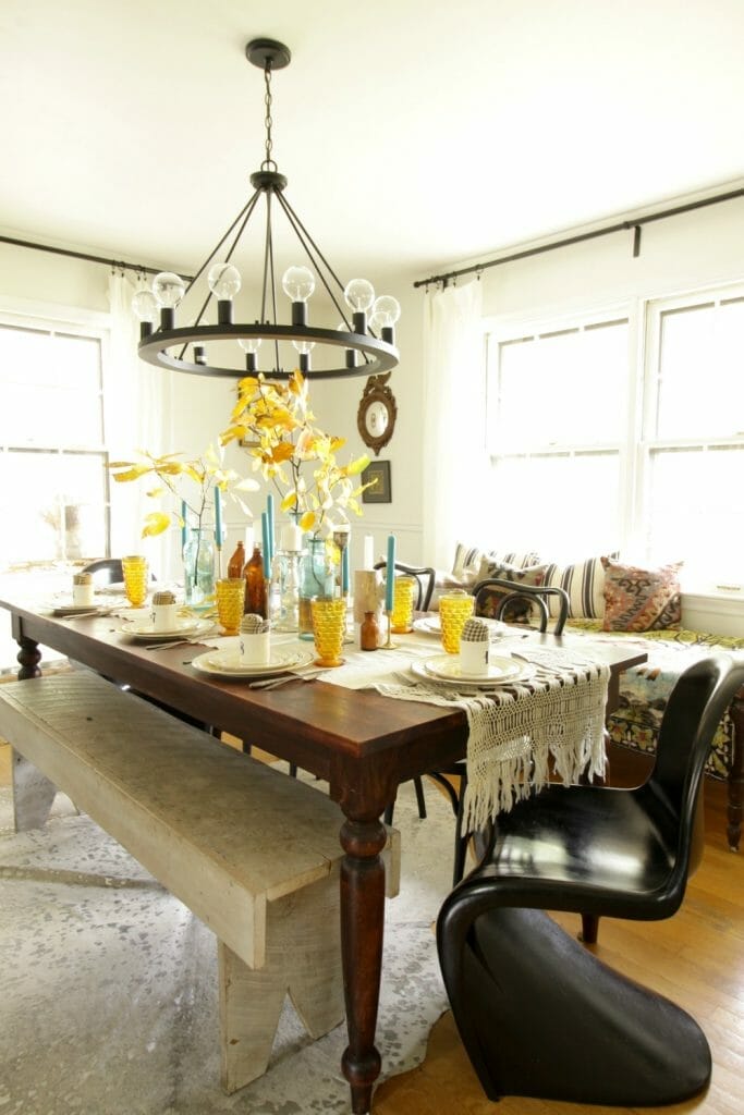 Modern Vintage Eclectic Dining Room at Thanksgiving