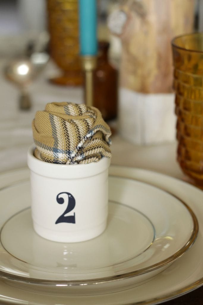 Numbered Spice Jar Place Holder with Rolled Napkin