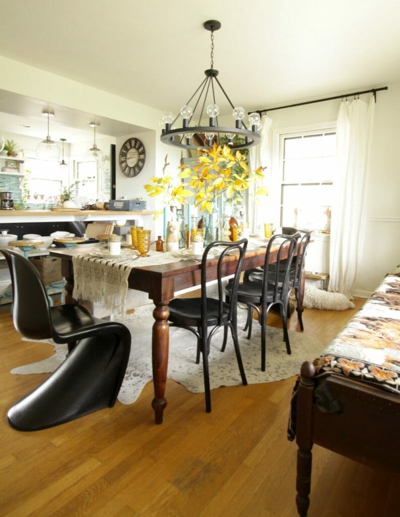 Modern Vintage Boho Dining Room Fall Colors