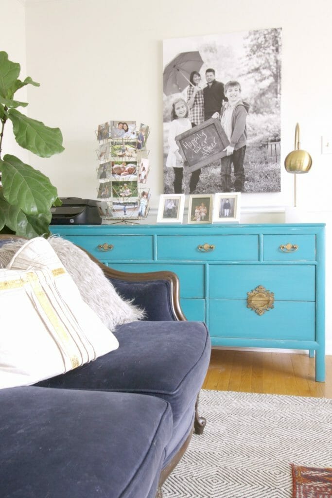 Turquoise Asian Style Dresser in Living Room