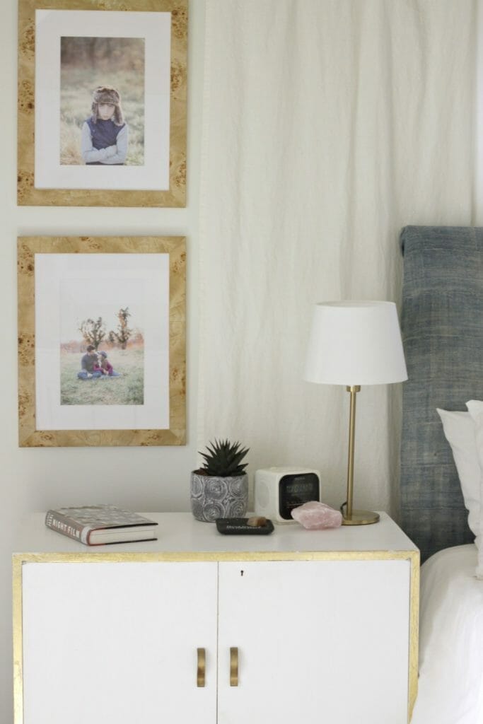 Blush accents on nightstand