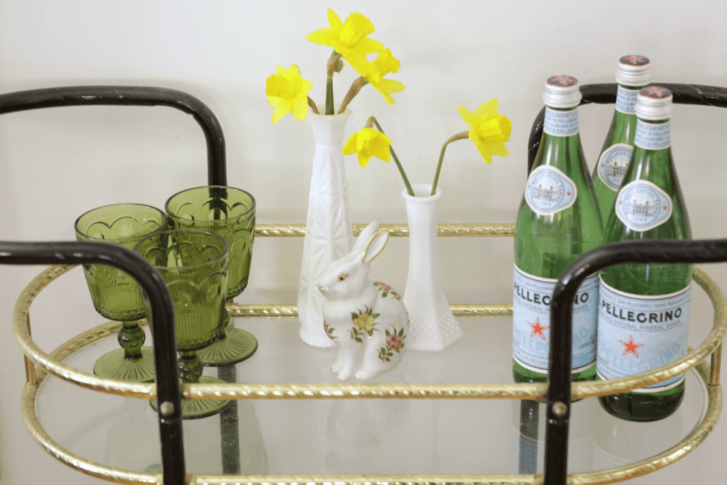 Daffodils on bar Cart