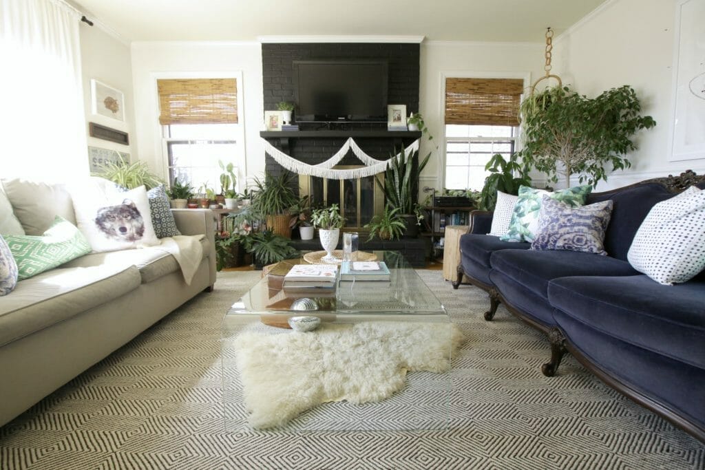 Spring Eclectic Living Room- Blues & Greens