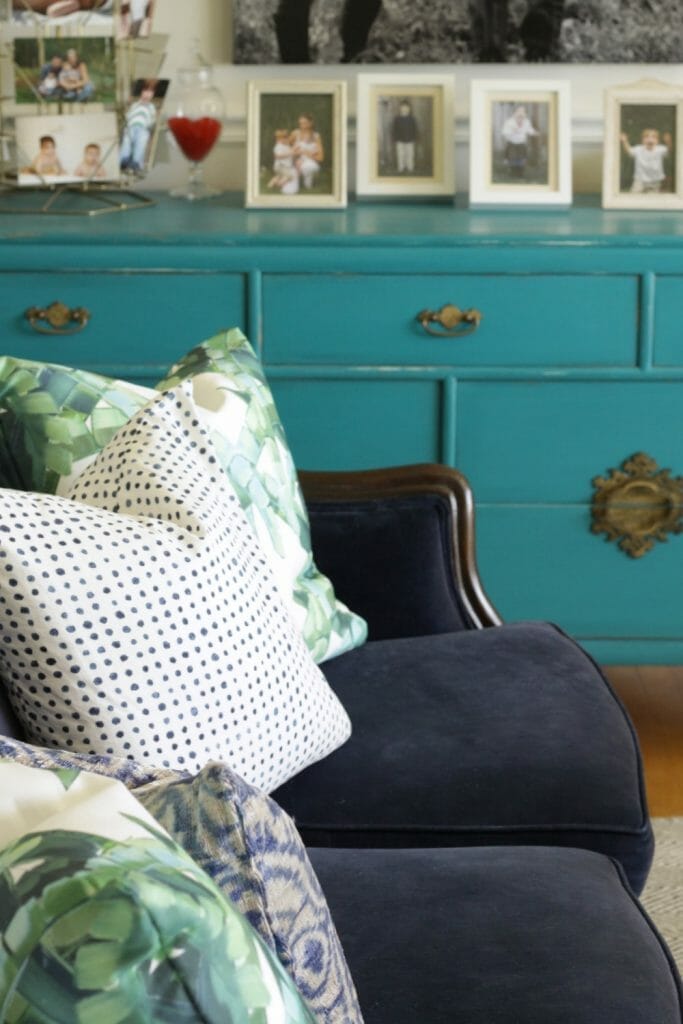 Blues and Greens in a Vintage Eclectic Living Room
