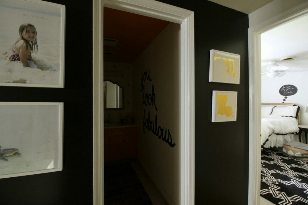 Black white gold hallway art update
