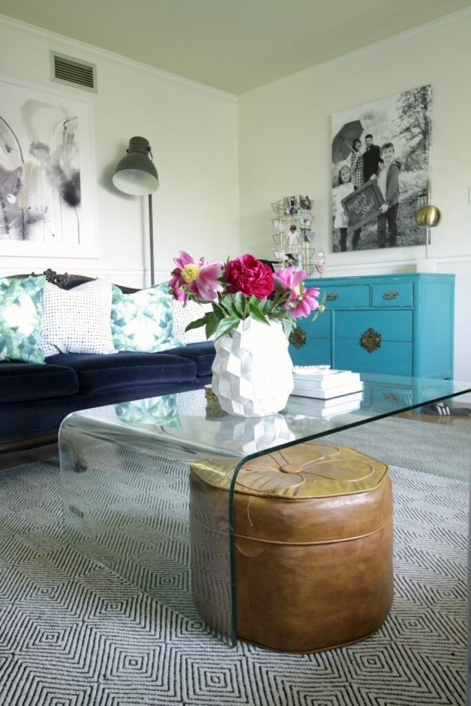 Eclectic Living Room with Peonies