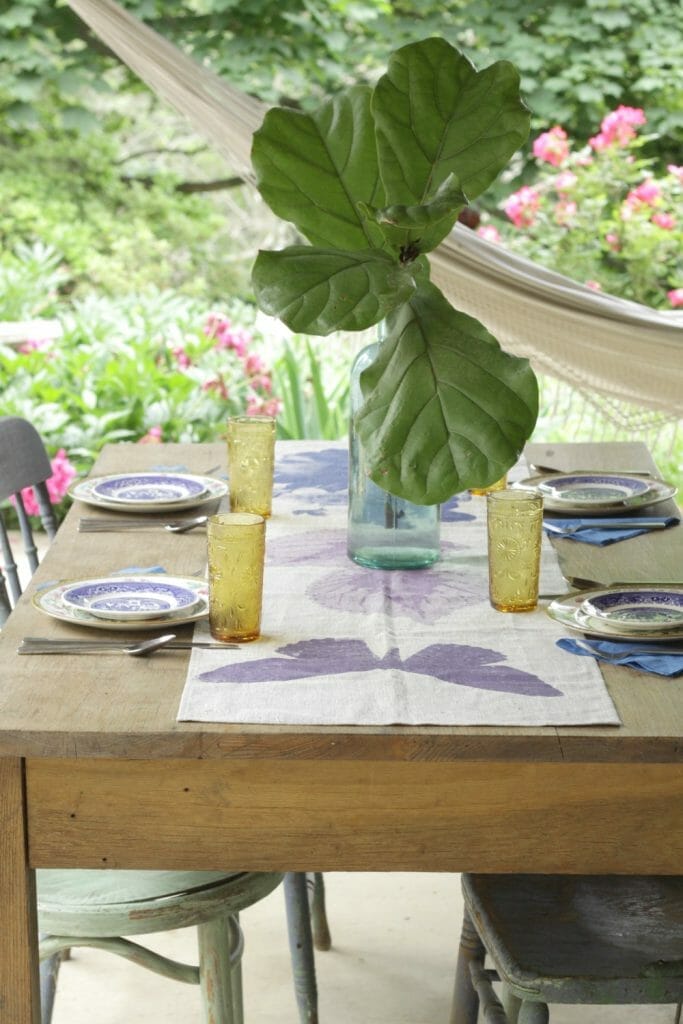 Boho Eclectic Outdoor Dining with Thrifted Dishes