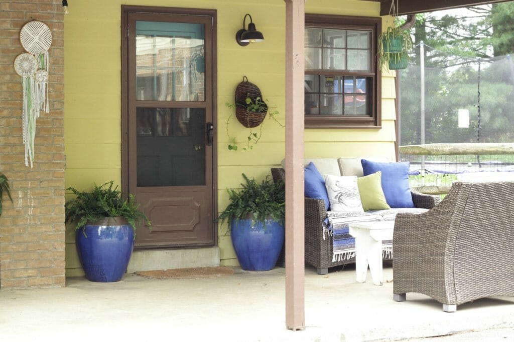 Seating Area on Porch- Boho Style in Blue