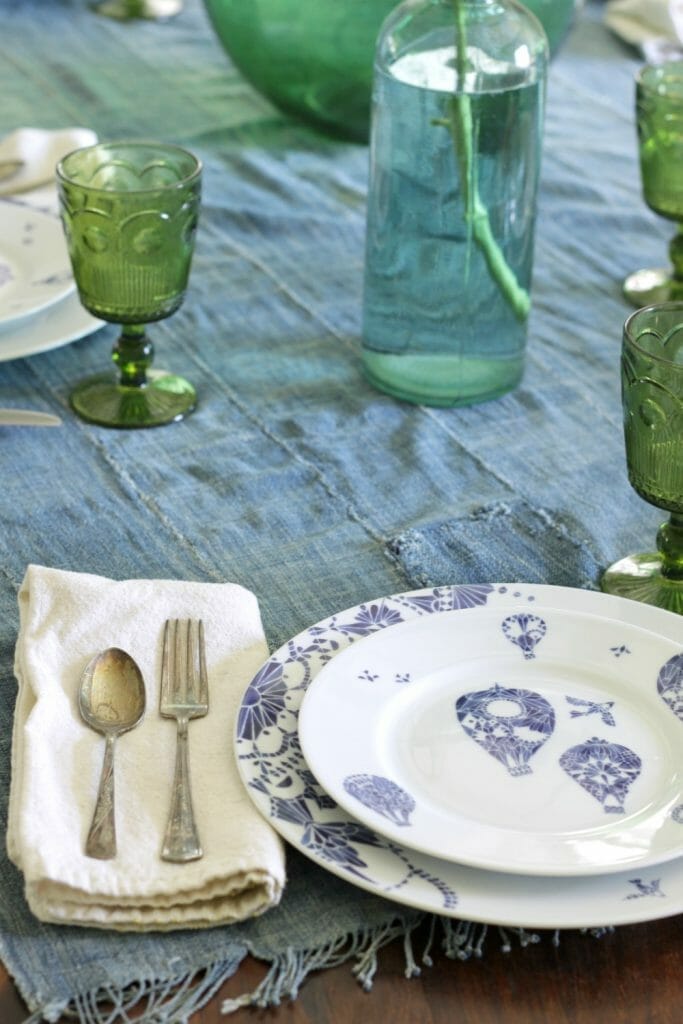 Blue and White Summer Tablescape